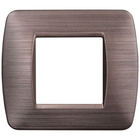 ETTROIT Placca Plastica 2 POSTI Colore Bronzo Satinato Serie SpaceCompatibile Con Bticino Living Light LN85210