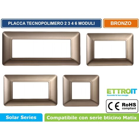 ETTROIT PLACCA PLASTICA 2P BRONZO compatibile matix bticino MT83210