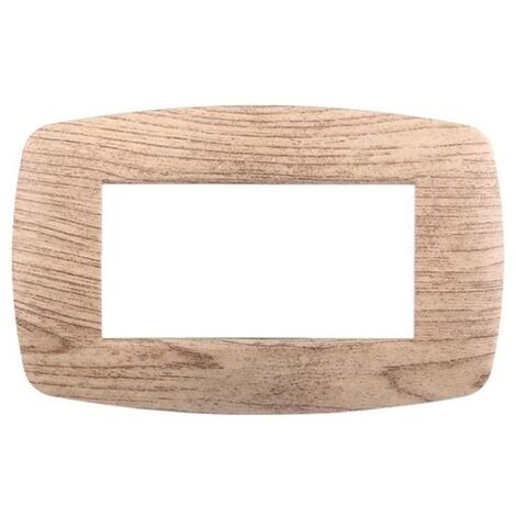 Ettroit Plaque compatible Bticino Livinglight 4 modules slim plastique, coloris bois clair - LN87404