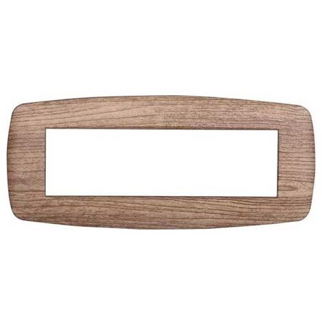 Ettroit Plaque compatible Bticino Livinglight 7 modules slim en plastique, coloris bois clair - LN87704