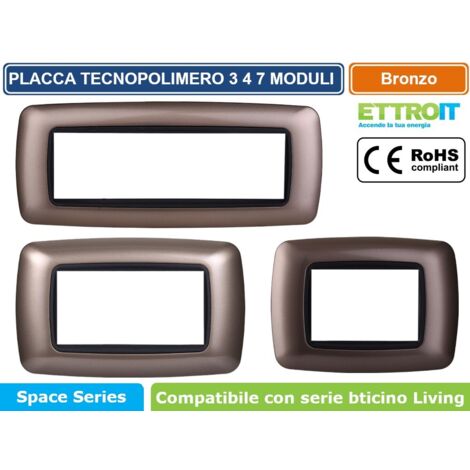 Ettroit Serie Space Placca 503 3P Moduli Tonda Bronzo Satinato Compatibile Living LN88310