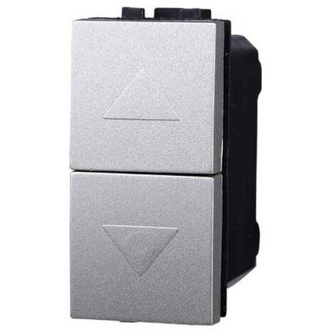 Ettroit Serie Space Pulsante Doppio Saliscendi Tapparella Silver Tech Grigio Argento 1p 10A Compatibile Bticino Living LG1202