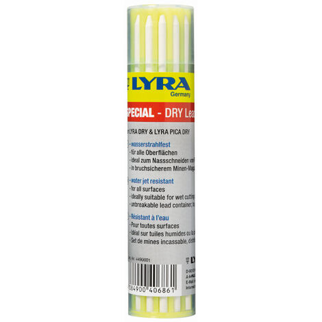 Etui 12 mines de rechange LYRA DRY – Résistant à l'eau – Pour marqueurs LYRA-DRY et PICA DRY – Set de 12 mines incassables