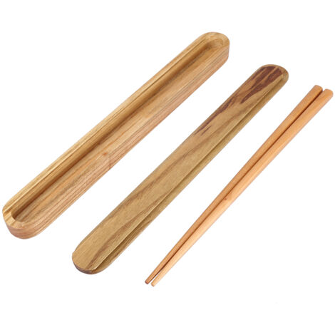 Étui à baguettes en bois portable, boîte de rangement pour couverts, couleur bois clair pour table
