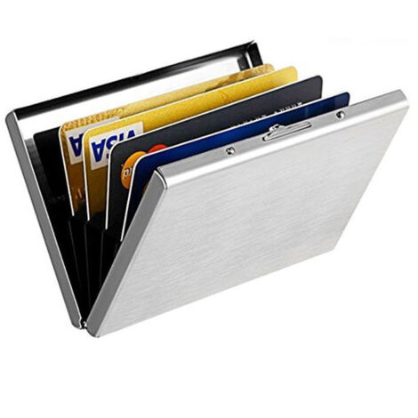 Étui à cartes en acier inoxydable avec compartiment – Protection RFID – portefeuille
