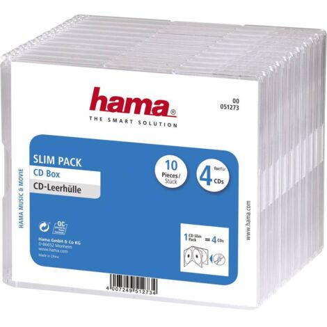 Etui à CD Slim Hama 00051273 4 CDs/DVDs/disques Blu-ray Polystyrène transparent (l x H x P) 14.2 x 12.4 x 1 cm 10 pc(s)
