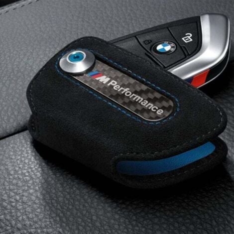 LIIYIELA Étui à clés BMW M Performance en Alcantara, compatible avec BMW Razr 3 et 4 boutons, noir