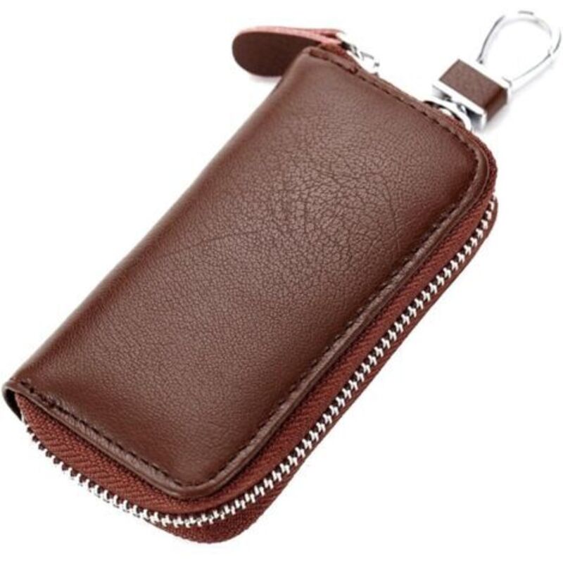 Étui à clés classique en cuir, porte-clés pour hommes et femmes (marron)