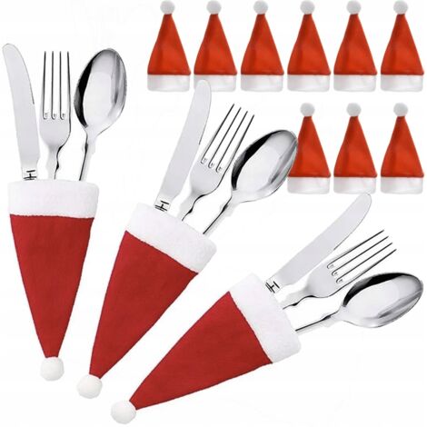 Étui à couverts décoratif en forme de chapeau de Noël OZDA Rouge 12 pièces.