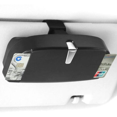 GGNRALNY étui à Lunettes de Soleil pour Voiture, Support de Caisse de Lunettes de Soleil de Pare-Soleil de Voiture, Bote de Verres de Pare-Soleil de Voiture avec Fentes pour Cartes de crédit (Noir)