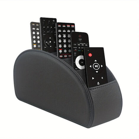 Étui à télécommandes à 5 compartiments, boîte de rangement en cuir PU gris pour télécommandes de télévision