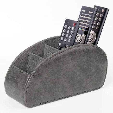 Étui à télécommandes à 5 compartiments, boîte de rangement en cuir PU noir pour télécommandes de télévision