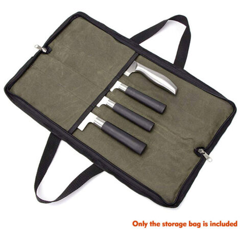 Étui au couteau (4 emplacements), sac à rouleau du chef en toile avec poignées, étui imperméable portable