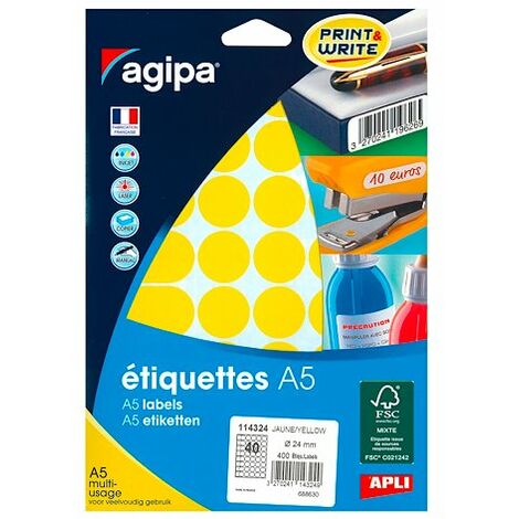 Étui de 400 pastilles de couleur diamètre 24 mm jaune