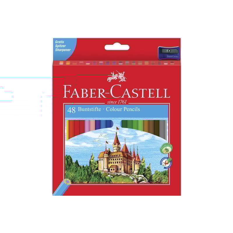 Crayon de couleur Faber Castell FC-120148 Coffret hexagonal en carton avec 48 pièces Château Faber-Castell