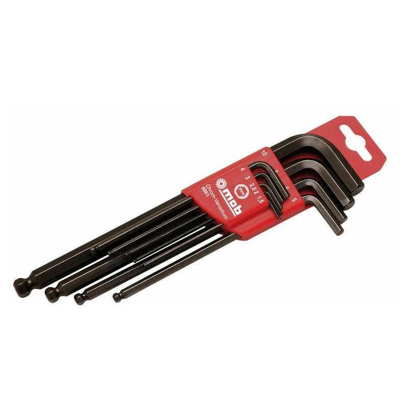 Mob Outillage - Etui de 9 clés hexagonales longues sphériques crv mob - 1.5 à 10mm