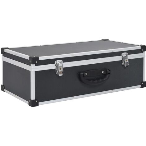 vidaXL Etui de CD Aluminium ABS Boîte de Rangement de CD Boîtier Coffre de Rangement de CD Bac de Rangement Boîte pour Stockage Noir/Argenté