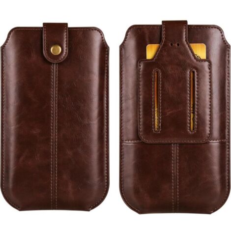 Etui De Ceinture Pour Telephone Portable Cuir, Pochette Téléphone Holster Cuir, Sacoche Ceinture Homme Taille Sac Banane Sport Portefeuille Porte-Cartes En Clip Coque Avec Boucle De Ceinture