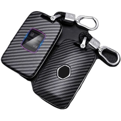 étui de clé de Voiture en Fibre de Carbone, adapté pour Renault Koleos Kadjar Scenic Megane Sandero Espace Clio Captur Kangoo Laguna Talisman Twingo, Noir