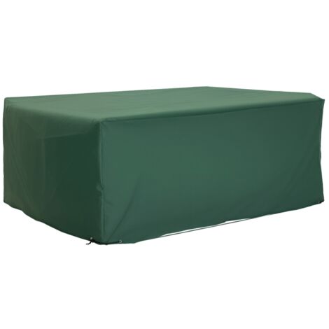 Étui de protection/coffre pour les meubles de jardin. Matériau utilisé : 600D-Oxford, couleur vert. Dimensions : 210 x 140 x 80 cm.