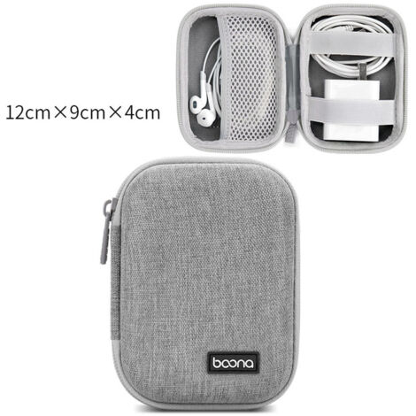 Étui de protection pour écouteurs en EVA gris rectangulaire modèle F003 anti-choc et anti-poussière