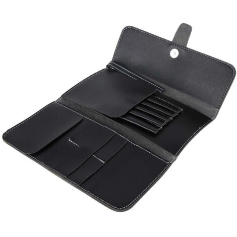 Étui de rangement pour ciseaux de coiffure noirs en PU, peigne et outils de coiffure.