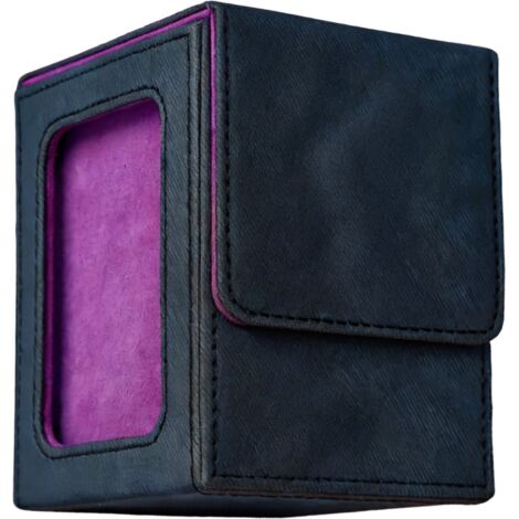 Étui de rangement pour deck MTG avec fenêtre - Boîte de rangement pour plus de 120 cartes à collectionner sous pochettes - Boîte pour deck Commander Magic TCG (Noir/Violet)