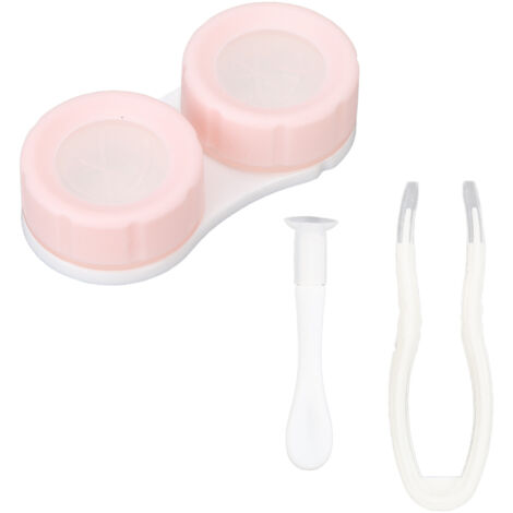 Étui de voyage transparent rose pour lentilles de contact avec pince