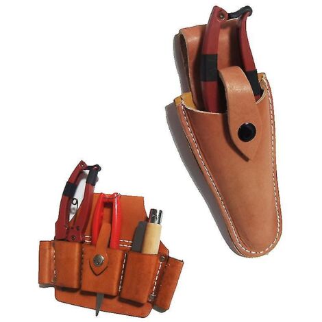 Étui en cuir pour sécateur, sécateur à main en cuir, pince de jardin, porte-ciseaux avec bouton-pression, étui pour sécateur 1 pièce, marron Zinuo Bout-AquaForge