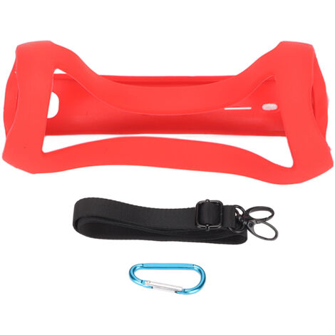 Étui en silicone pour enceinte Flip5, housse de protection avec sangle d'épaule et mousqueton rouge