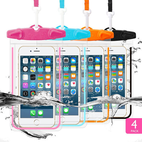 Étui étanche universel, lot de 4 étuis étanches transparents sous-marins pour téléphone compatible avec iPhone 11 Pro Xs Max XR X 8 8P Galaxy Pixel jusqu'à 5,5, sac étanche pour la plage, le kayak, le