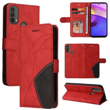 Etui Motorola Moto E20 E30 E40 Portefeuille Pochette Housse pour Motorola Moto E20 E30 E40 Protection Housse Rouge