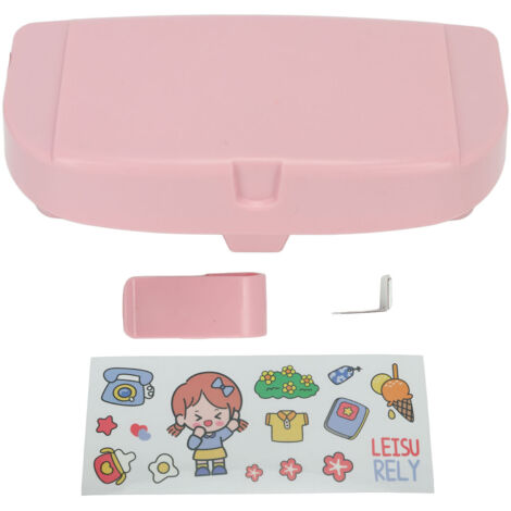 Étui multifonction pour lunettes de soleil avec clip, rangement visière auto, organisateur lentilles rose