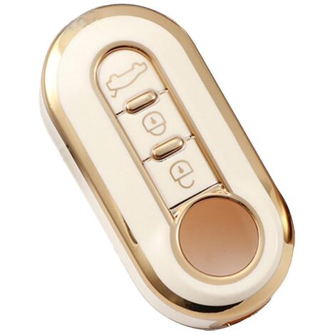 Étui pliable pour clé de voiture compatible avec Fiat 500 Doblo, Ducato, Panda, Punto et Peugeot (3 boutons) - Blanc