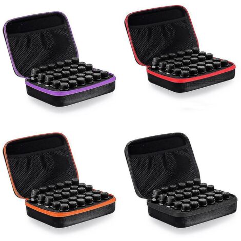 Étui portable pour huiles essentielles (30 flacons de 5 ml, 10 ml et 15 ml) - Boîte de voyage pour huiles essentielles - Étui de rangement pour vernis à ongles - Noir