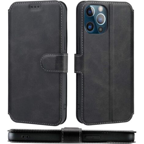 Étui portefeuille pour iPhone 12 Pro Max 6,7 pouces (noir)