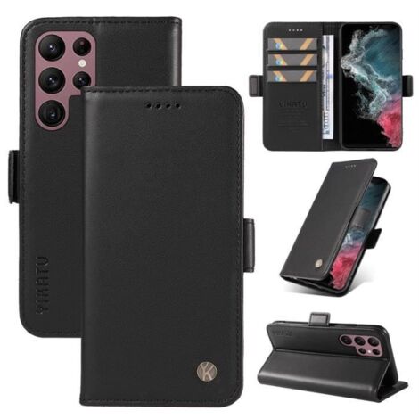 Étui Pour Samsung Galaxy S22 Ultra 5G 6.8\"- Housse Cuir Téléphone Portable - Étui avec Clapet Magnétique Protection - Noir