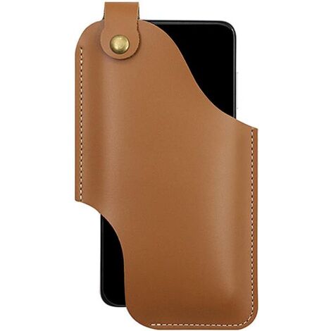 Étui pour téléphone portable en cuir avec passant de ceinture et boucle magnétique (S, marron)