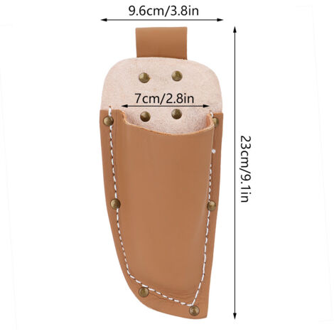 Étui professionnel pour sécateur jardin - marque artisanale - cuir cowhide - dimensions 23cm - couleur marron/rouge - fermeture sécurité