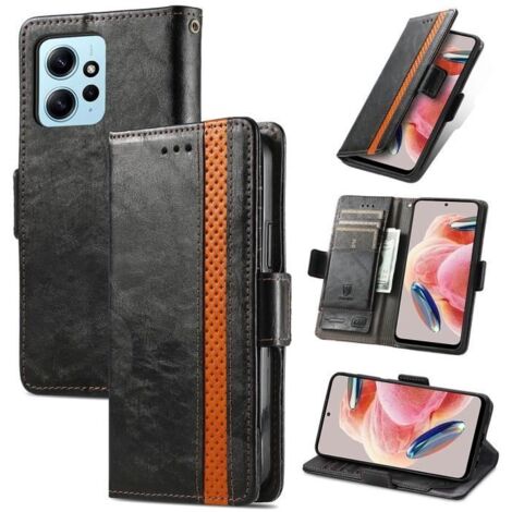 Étui Xiaomi Redmi Note 12 4G Housse de protection professionnelle de haute qualité Étui en cuir PU rétro - Noir