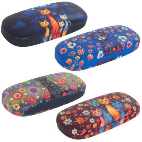 Étuis à lunettes motif chat, lot de 4, idéal pour offrir, protection et style, accessoire moderne et amusant.