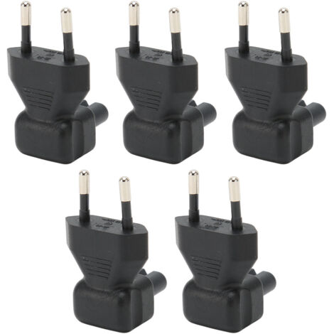 EU-auf-IEC-C7-Adapter, 5 Stück, EU-Stecker auf IEC-C7-Buchse, abgewinkelter Stecker, 125–250 V