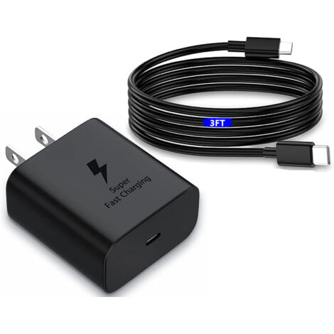 EU Chargeur Rapide PD 45W Super Fast Charging 2.0 avec Câble Type-C de 2M pour Téléphones Samsung S25/S24