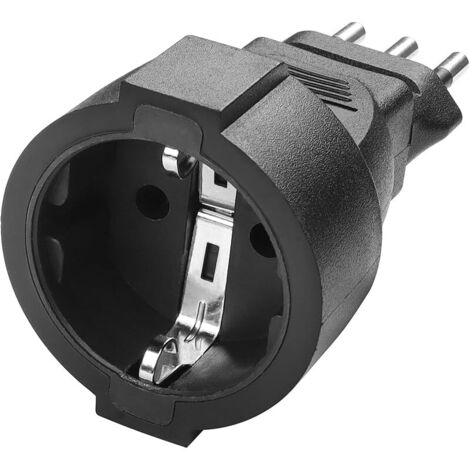 EU DE vers IT Travel Plug Adapter Type-L Schuko Adaptateur Secteur vers Italie Chili Maldives Uruguay Syrie Adaptateur de Prise, Noir