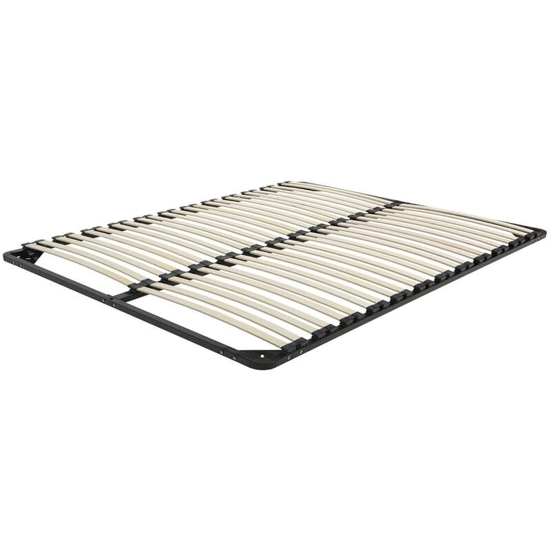 Beliani - eu Double Size Slatted Bed Base 4ft6 Metal Frame Rubber Holders Combourg