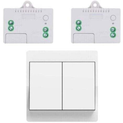 EU-Funkschalter-Set, batterielos, selbstversorgender drahtloser Zweiwegeschalter, drahtloser Funkfernbedienungsschalter für die Heimbeleuchtung (EU 2-fach 1V2A)