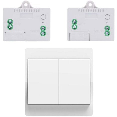 EU interrupteur sans fil sans piles kit interrupteur sans fil autoalimente va et vient sans fil sans pile radio interrupteur a distance eclairage domestique (EU 2Gang 1V2 A)
