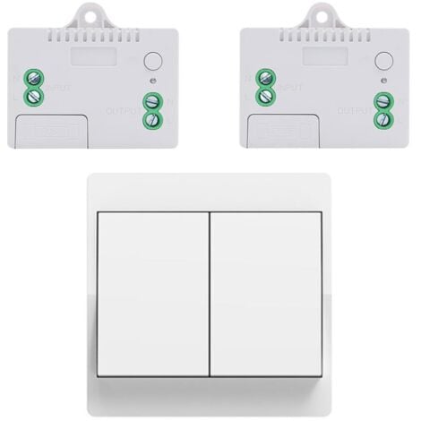 EU interrupteur sans fil sans piles kit interrupteur sans fil autoalimente va et vient sans fil sans pile radio interrupteur a distance eclairage domestique (EU 2Gang 1V2 A)