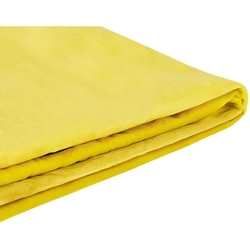 Beliani Bed Frame Cover Velvet Fitou 160 X 200 Cm Yellow