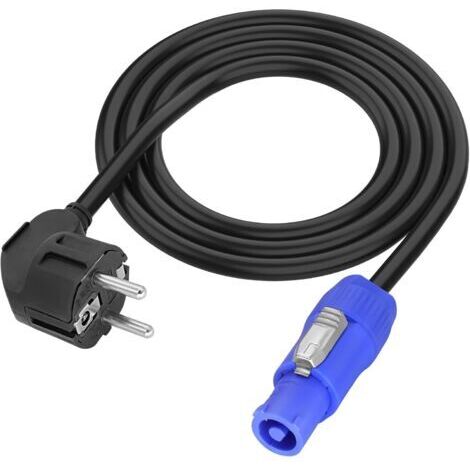 EU Plug AC 20A Powercon Rallonge, Cordon d'alimentation powercon 250V schuko Plug, câble étanche 16AWG pour Lampes de Table, Service Audio, appareils LED (2M/3.28FT)